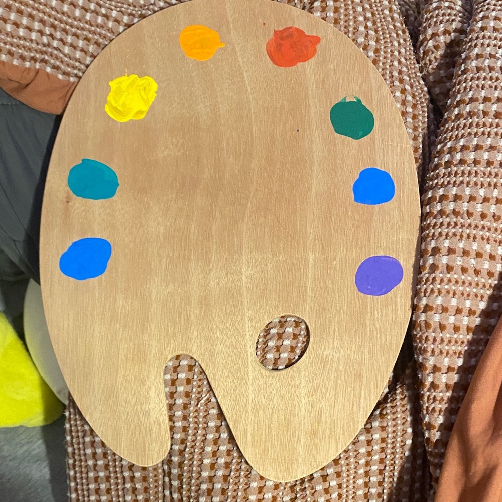 Bob Ross Halloween Wooden Artist Palette with Colorful Paints